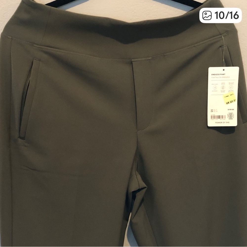 Athleta Olive Green Endless Ankle Pants, 10 tall